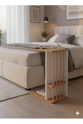 AYZ Pint C Tipi Koltuk Yanı Sehpası Dergilikli Laptop Kahve Yan Sehpası Çam -...