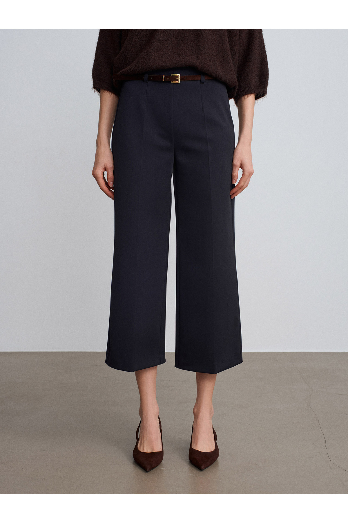 Dilvin 72254 Kemerli Culotte Pantolon-K.Lacivert görsel 3