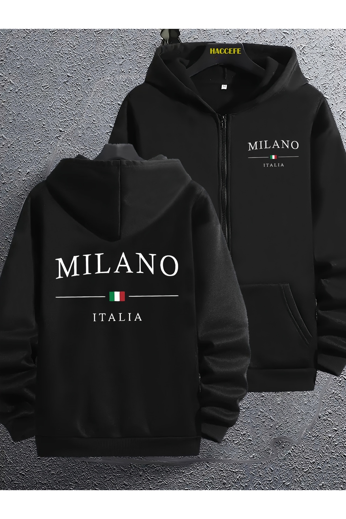 Deocept  Unisex Baskılı Fermuarlı Kapüşonlu Cepli Sweatshirt Ceket