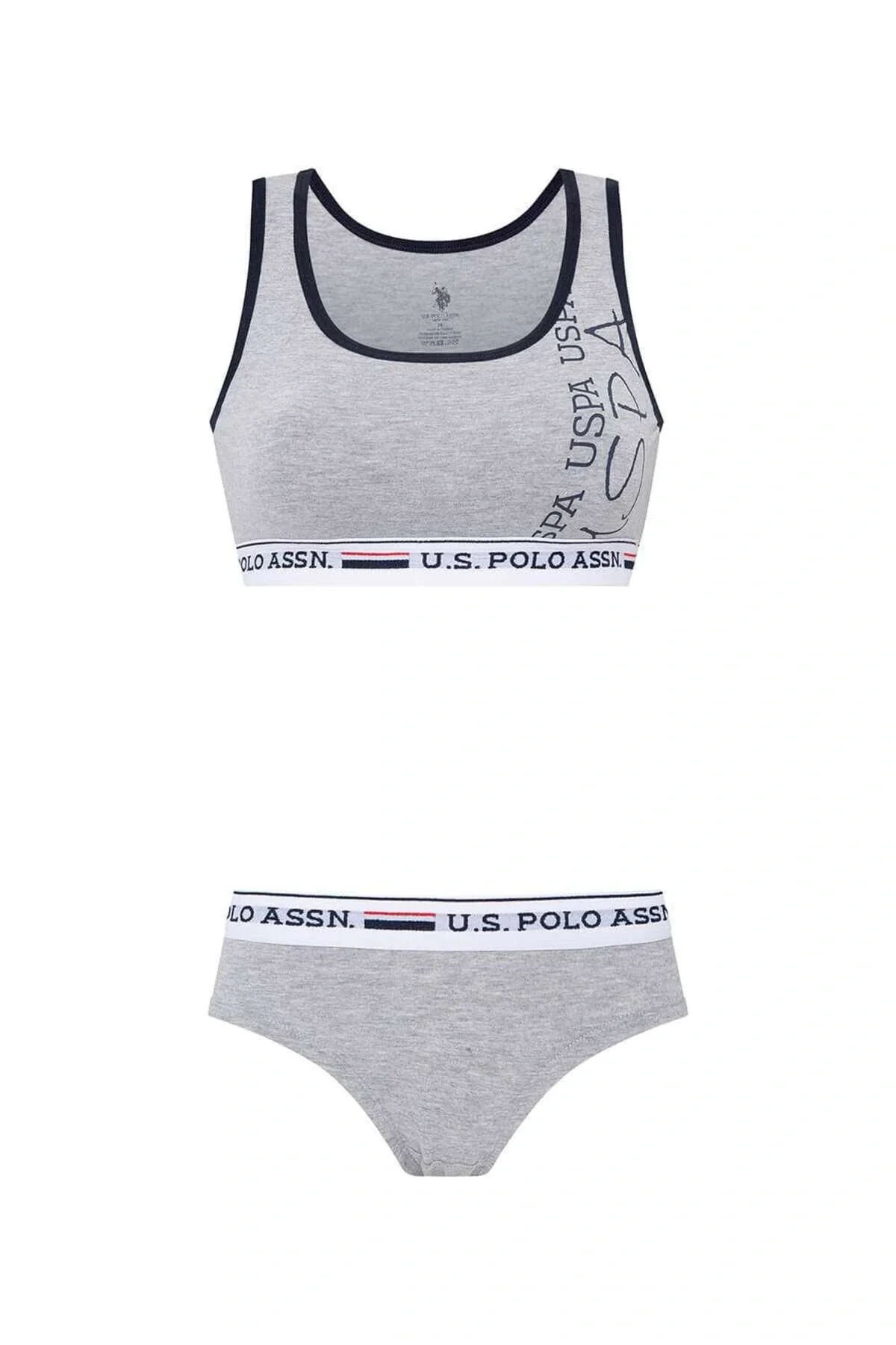 U.S. Polo Assn. Spor Büstiyer Şort Takımı, Polo Baskılı Pamuklu & Likralı 66255 görsel 2