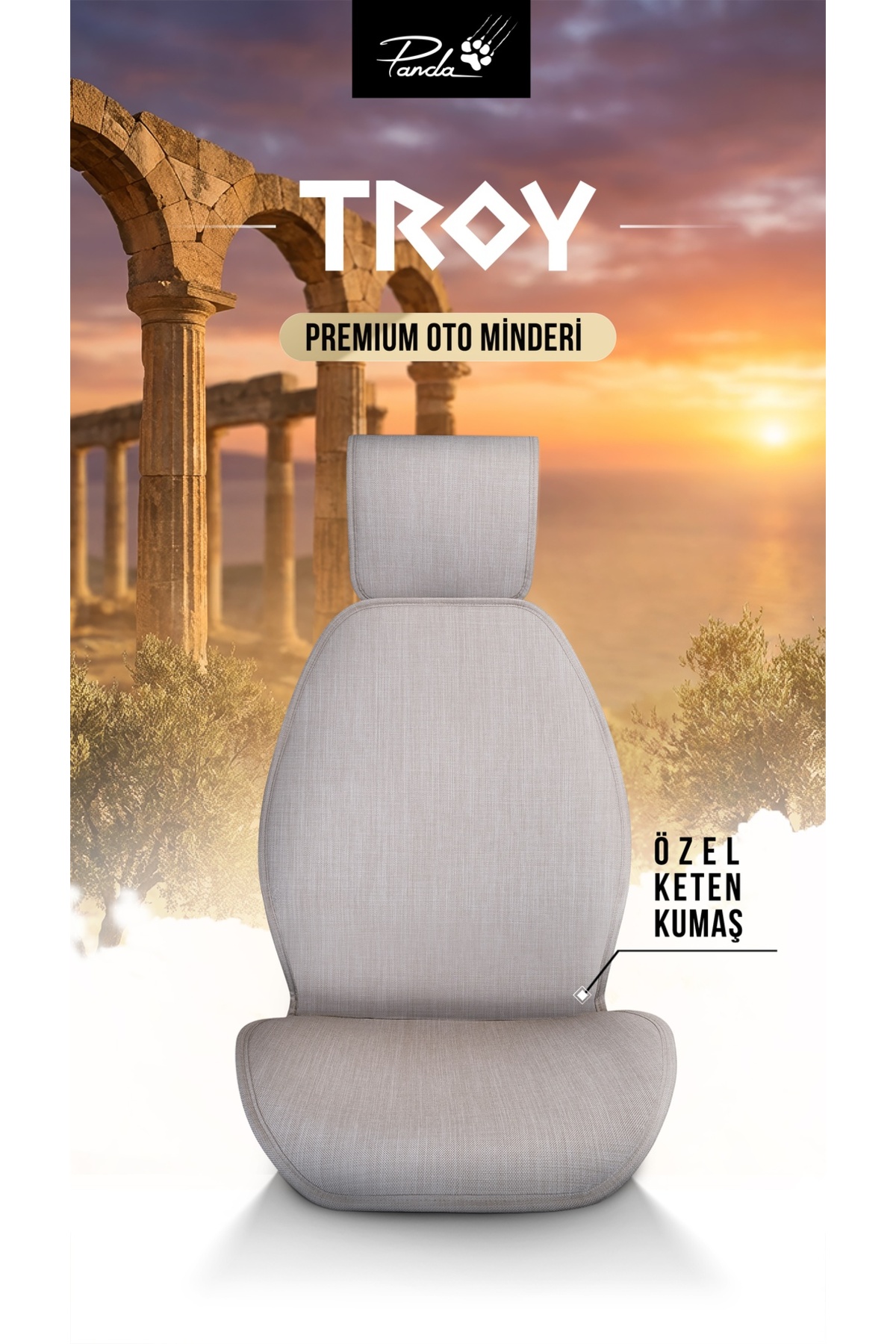 Panda Kılıf PANDA TROY SERİSİ KETEN KUMAŞ OTO KOLTUK ÖN MİNDER SETİ - ÖN SET KOLTUK KORUMA KILIFI fotoğrafı 2 (önizleme)