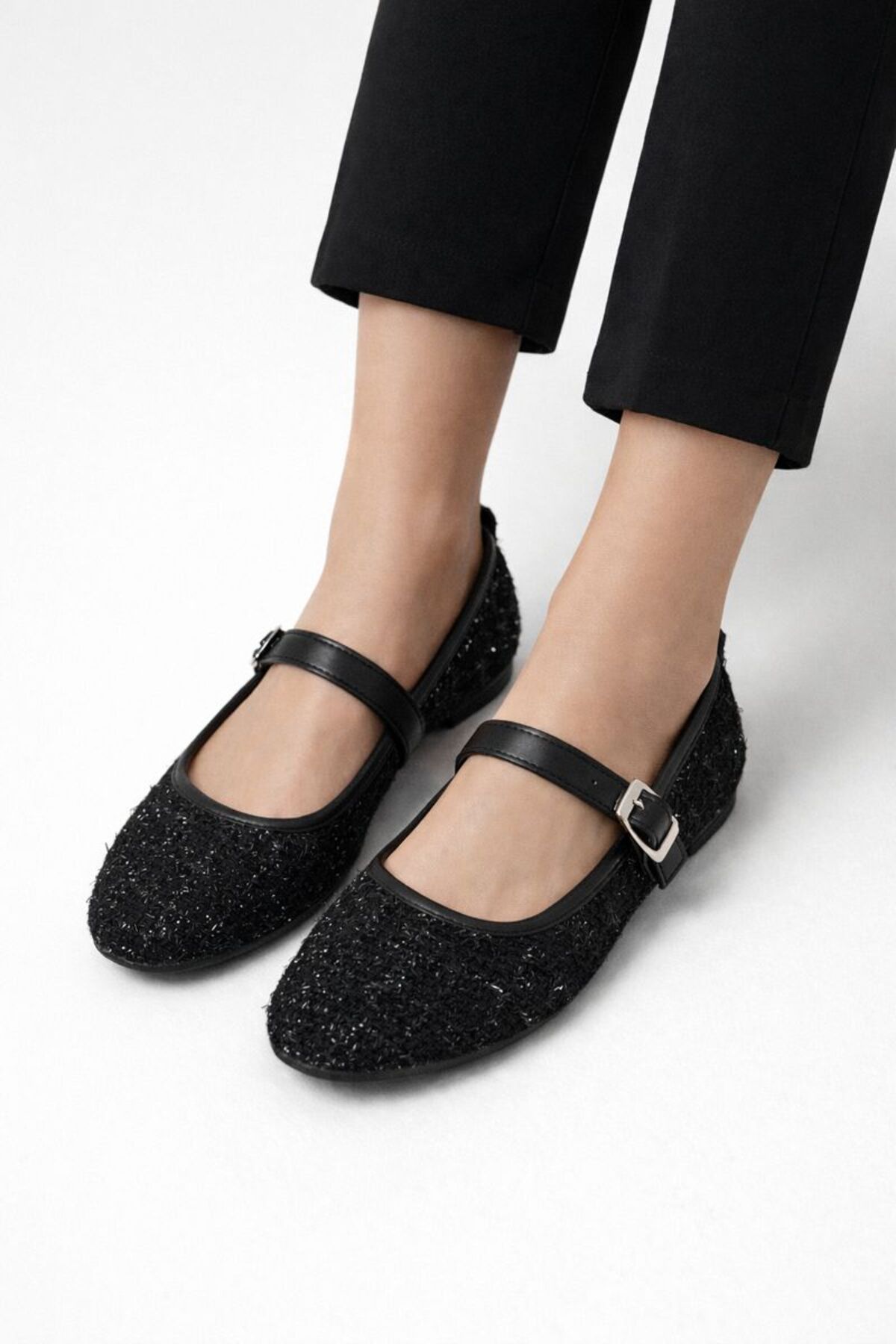 Beyond   Siyah Tüvit Kumaş Mary Jane Babet Şık Tokalı Rahat Taban Günlük Ayakkabı BYNDLCK01 - Görsel 2