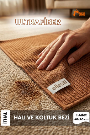 Naym Store İthal Ultrafiber Halı ve Koltuk Silme Bezi Kahverengi Bez 40x40 cm...