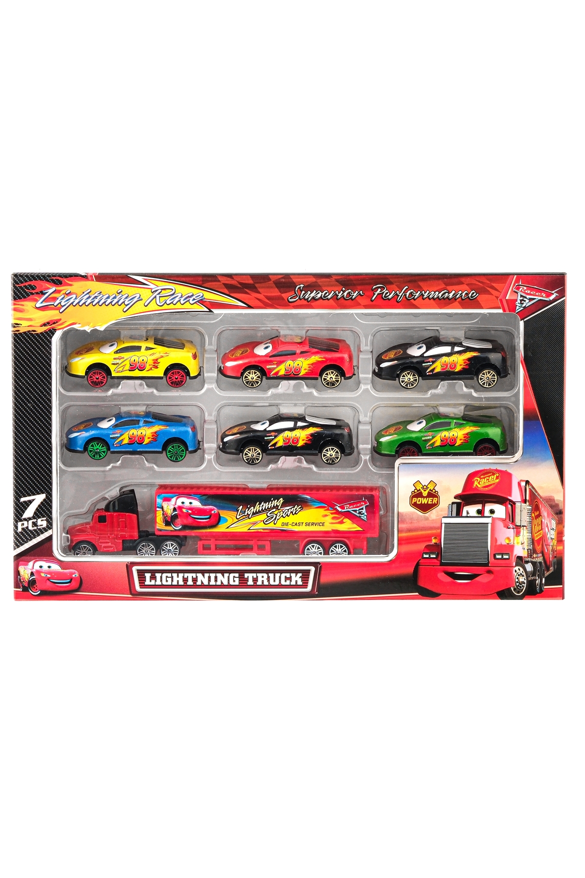 Brother Toys 7'li Metal Şimşek Mcqueen Araba Ve Tır Seti Oyuncak 6 Adet Araba 1 Adet Tır fotoğrafı 2 (önizleme)