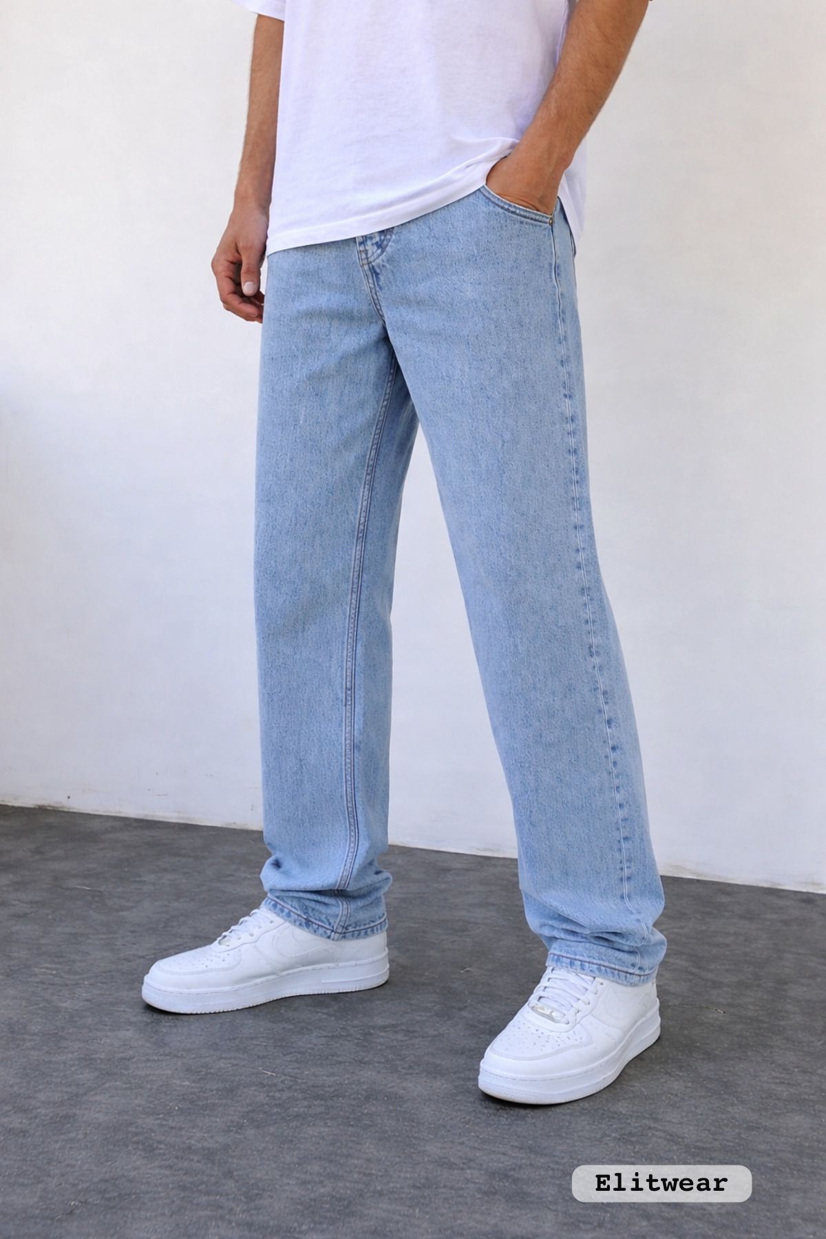 ElitWear  Erkek Baggy Fit Rahat Kalıp Esnek Kumaş Likralı Kemerli Geniş Kalıp Pantolon MBG - Görsel 2