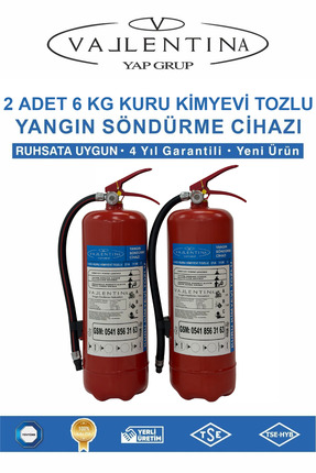 VALLENTİNA 2 ADET 6KG KURU KİMYEVİ TOZLU YANGIN SÖNDÜRME CİHAZI RUHSATA UYGUN...