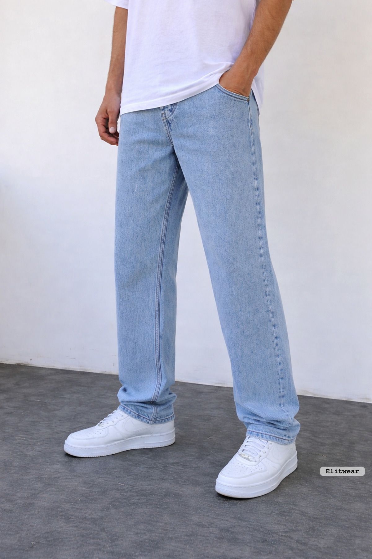 ElitWear  Erkek Baggy Fit Rahat Kalıp Kemerli Geniş Kalıp Pantolon MBG - Görsel 5