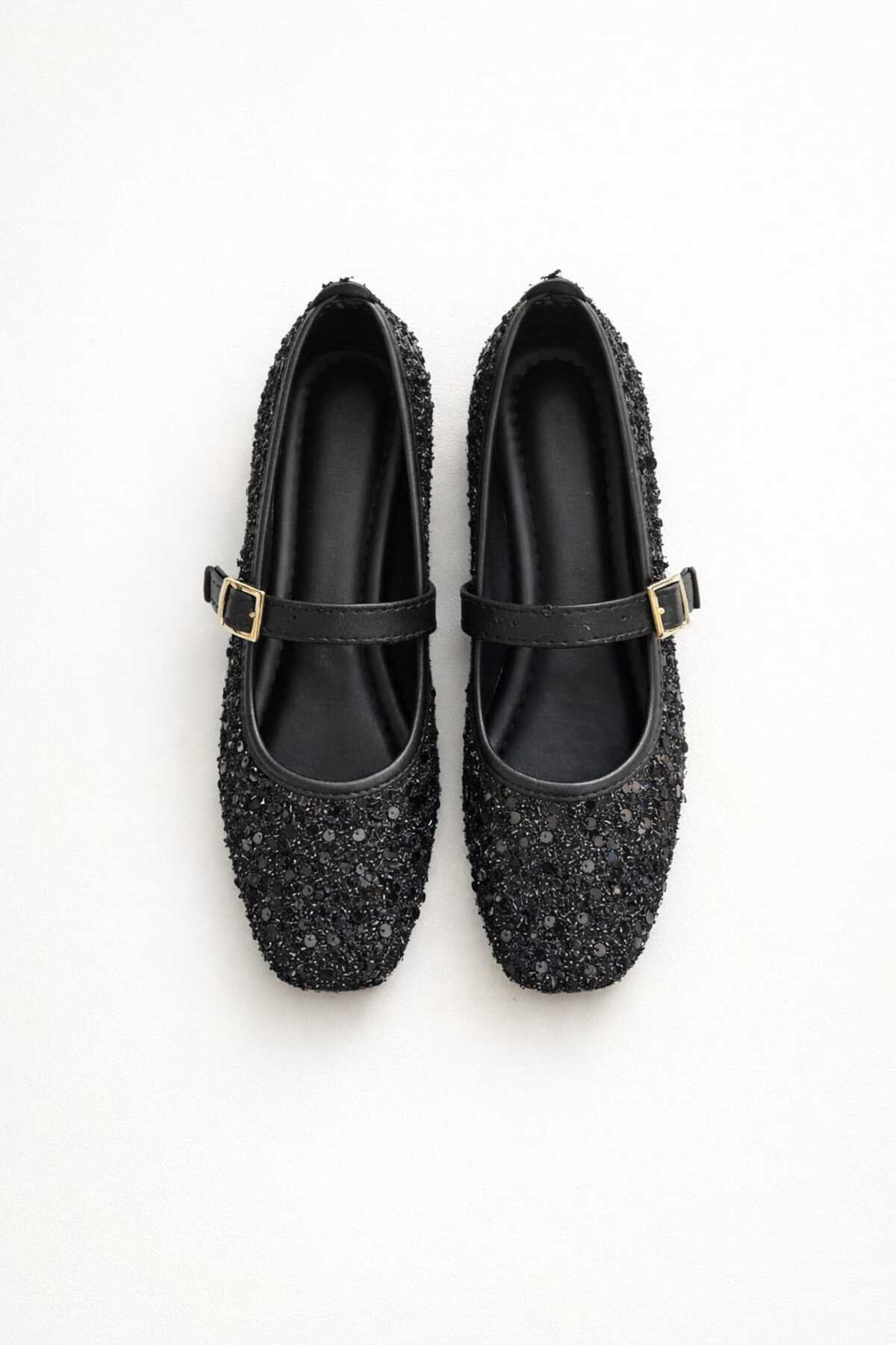 Slipcat  Pullu Simli Payetli Toka Detaylı Kadın Şık Günlük Babet - Görsel 3