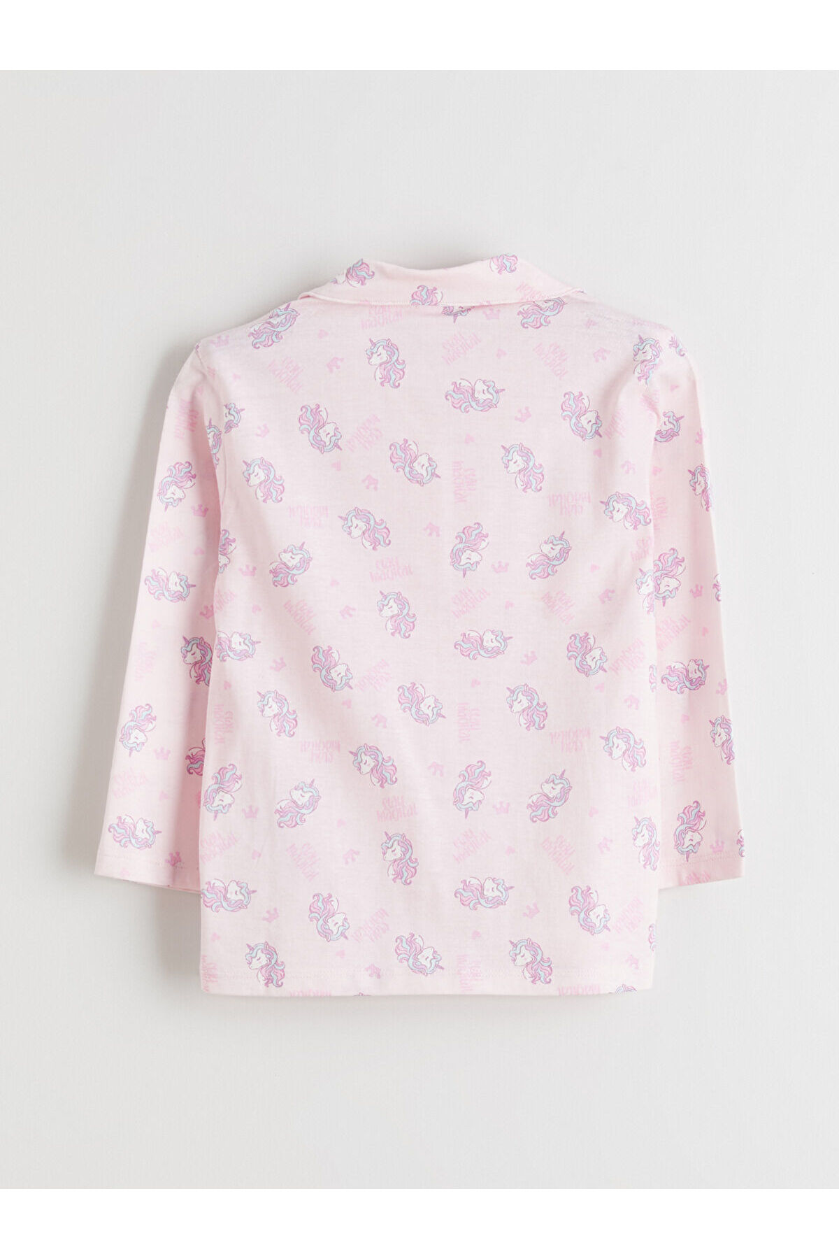 LC Waikiki Nevaa Collection Pembe Gömlek Yaka Desenli Kız Çocuk Pijama Takım fotoğrafı 5 (önizleme)
