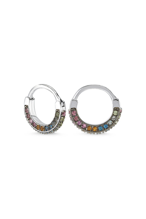 9YirmiBeş 925 Ayar Gümüş Çok Renkli Taşlı Halka Küpe