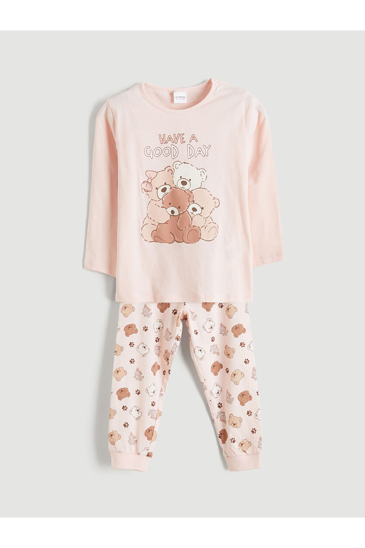 LC Waikiki Pembe Baskılı Kız Çocuk Pijama Takımı fotoğrafı 3 (önizleme)
