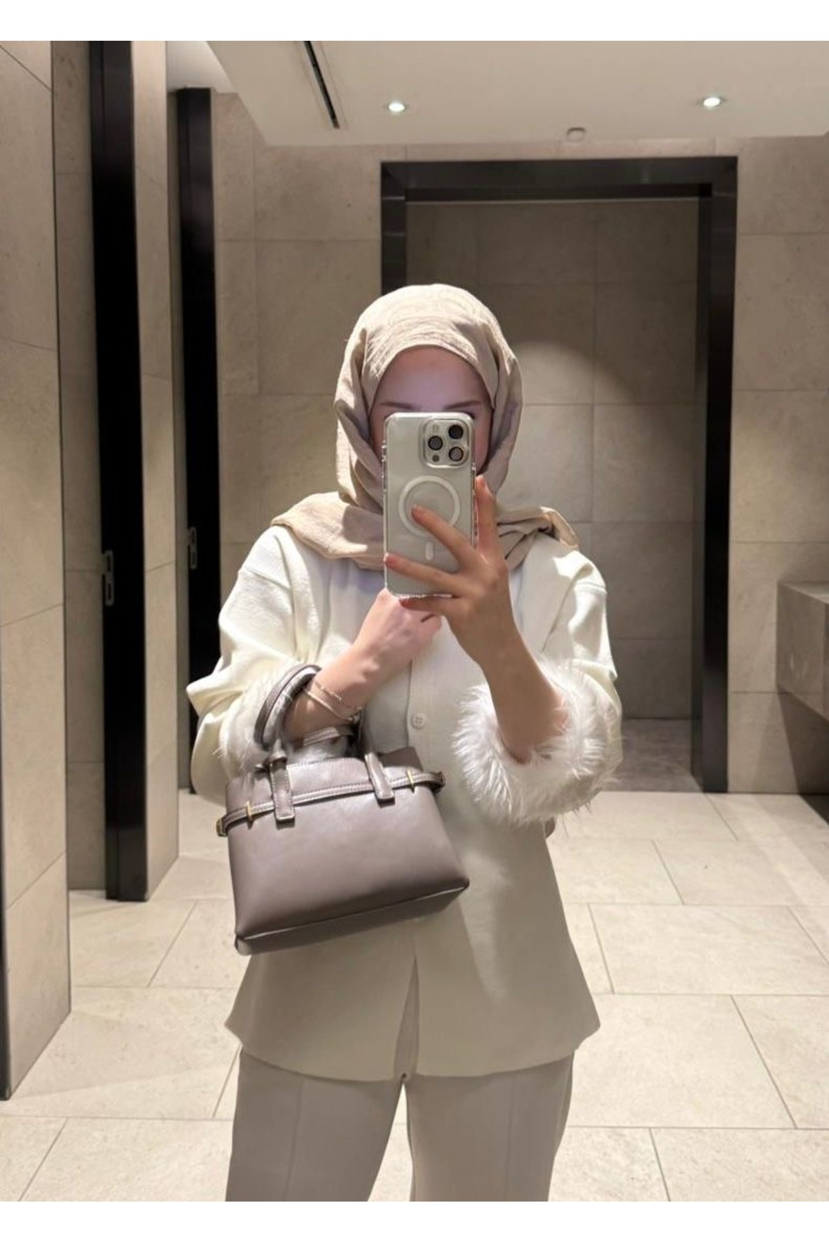 Çınar Couture ORGANİK PAMUK KÜRKLÜ HIRKA görsel 5