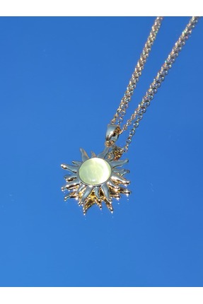 Hanydle Güneş Çelik Gold Gri Kolye