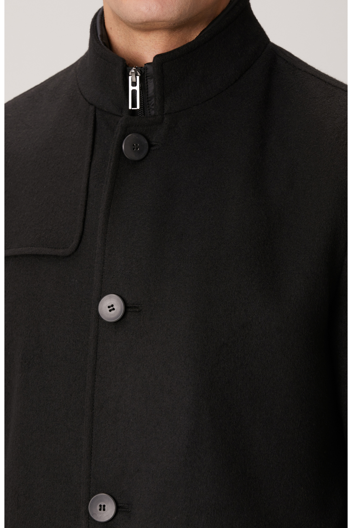 Network  Siyah Dik Yaka Mostralı Palto - Görsel 6