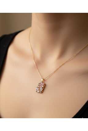 Lumyra Jewelry Pembe Çiçekli Sanat Tablosu Çelik Kolye