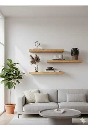 origa . 3 Raflı Gizli Monte Uçan Raf . Ürün Ölçüleri 3 Adet 50X15 atlantik çam