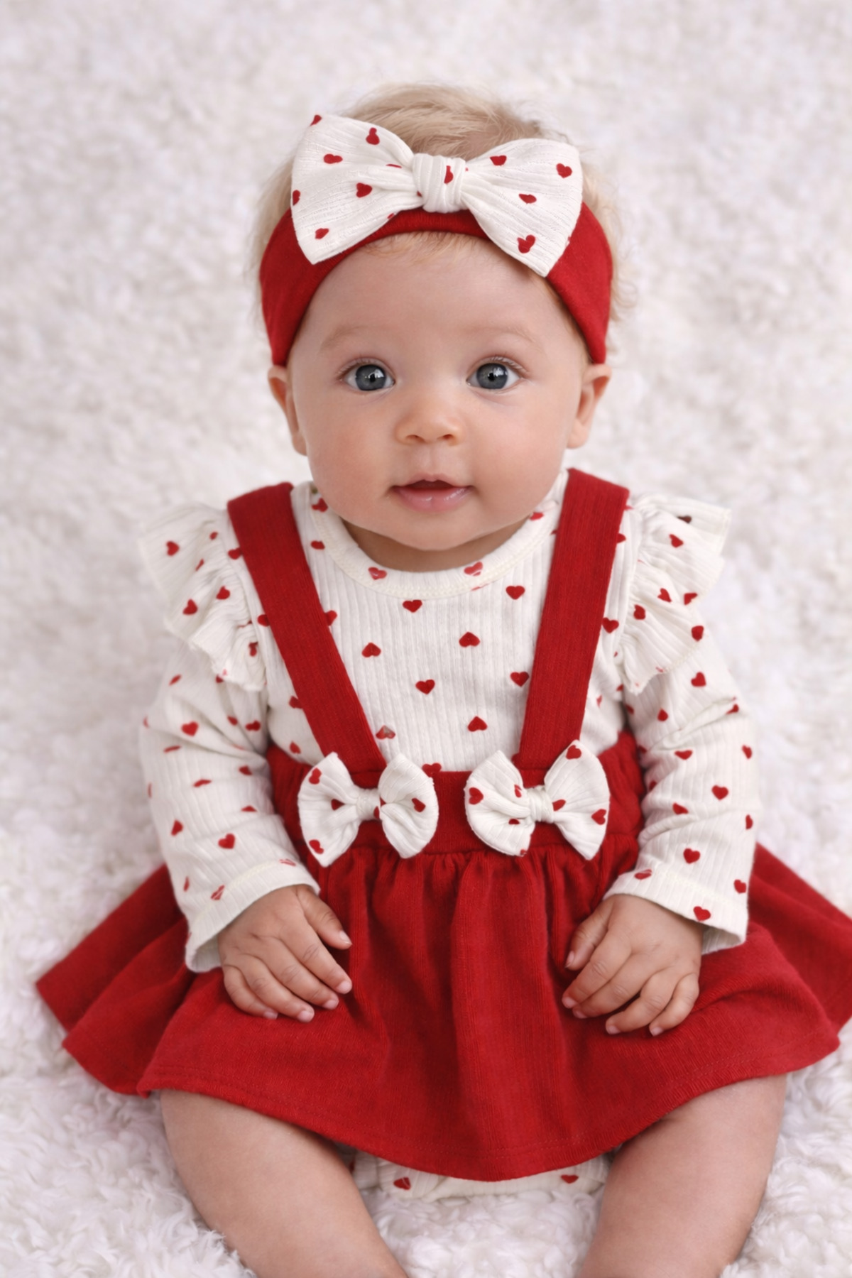 By Murat Bebe  ❤️ Premium Kız Bebek Elbise Body Set – Red Hearts - Görsel 2