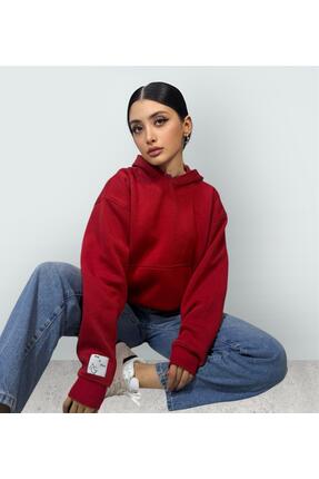 AYTAÇ GÜLER Kırmızı Oversize İçi Polarlı Sweatshirt