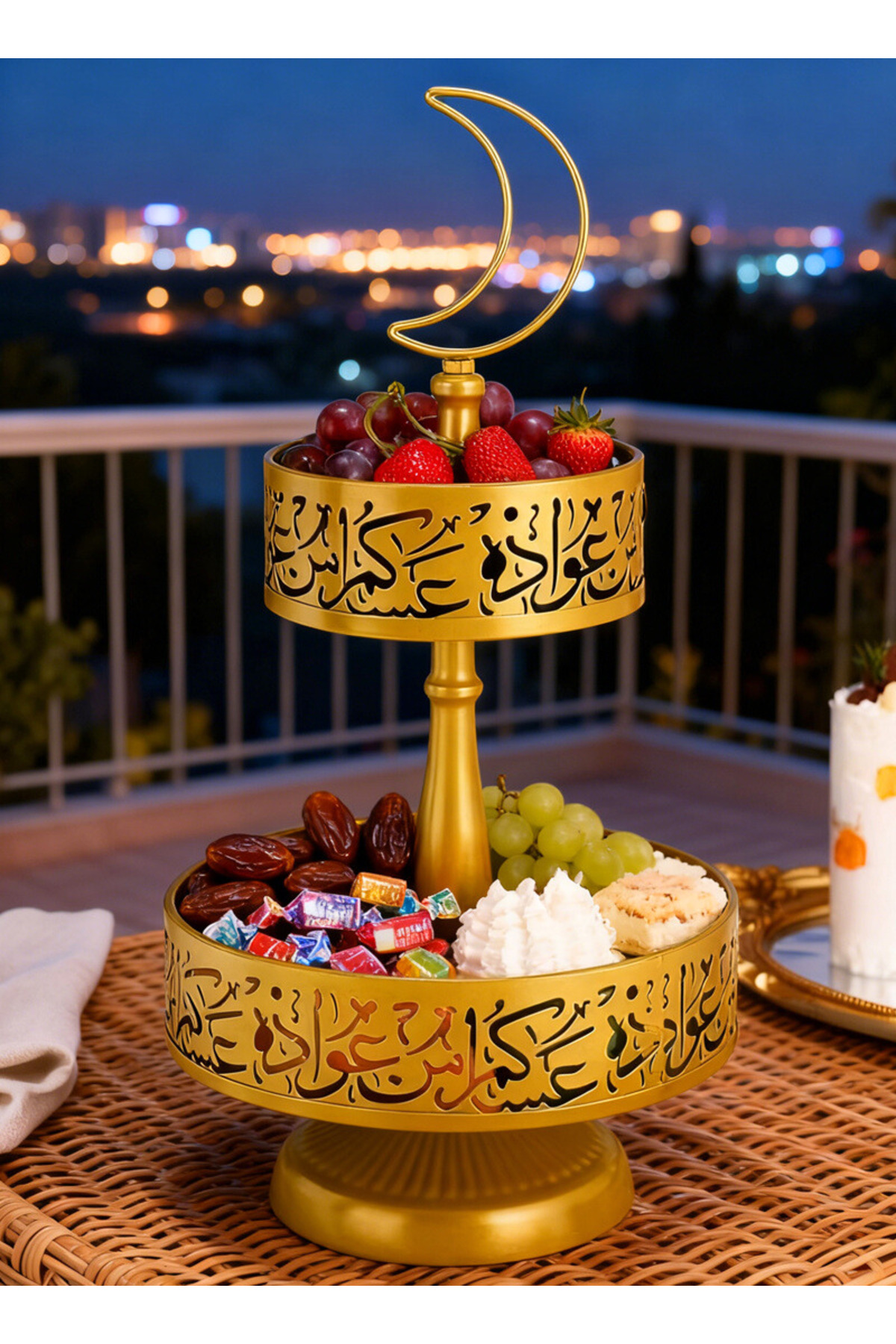 صينية تقديم رمضانية من طبقتين بتصميم كتابة عربية،...