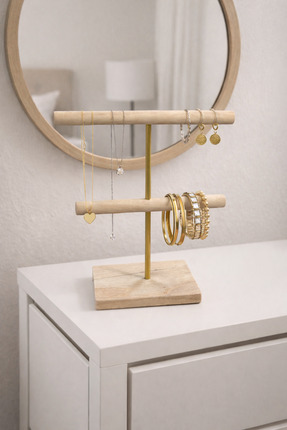 MikroEv Ahşap Takı Organizeri Bileklik Kolye Askısı Bilezik Standı Takı Akses...