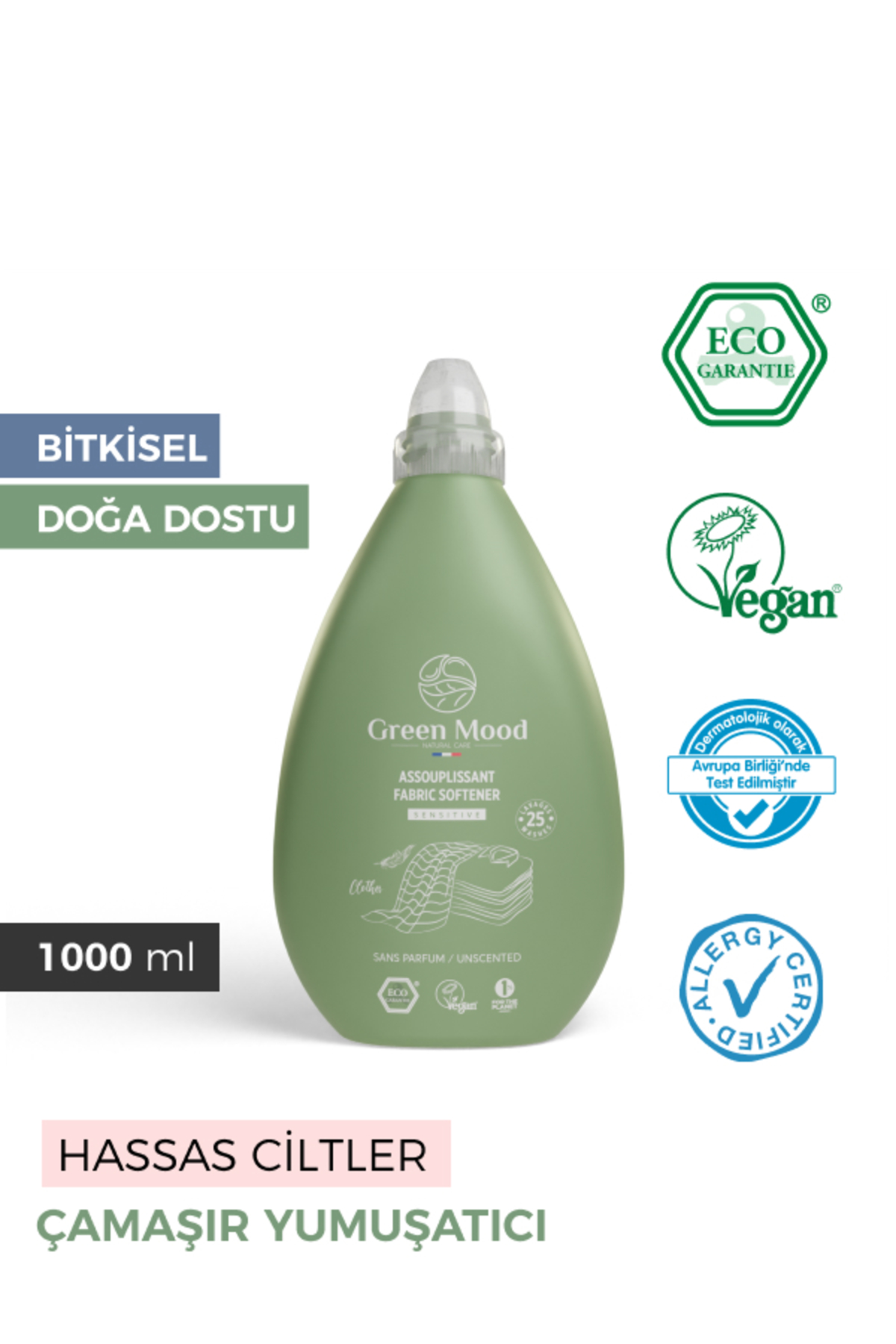 Green Mood Allerji Sertifikalı Sensitive Çamaşır Temizleme Seti 2 x 1000 ML fotoğrafı 2 (önizleme)