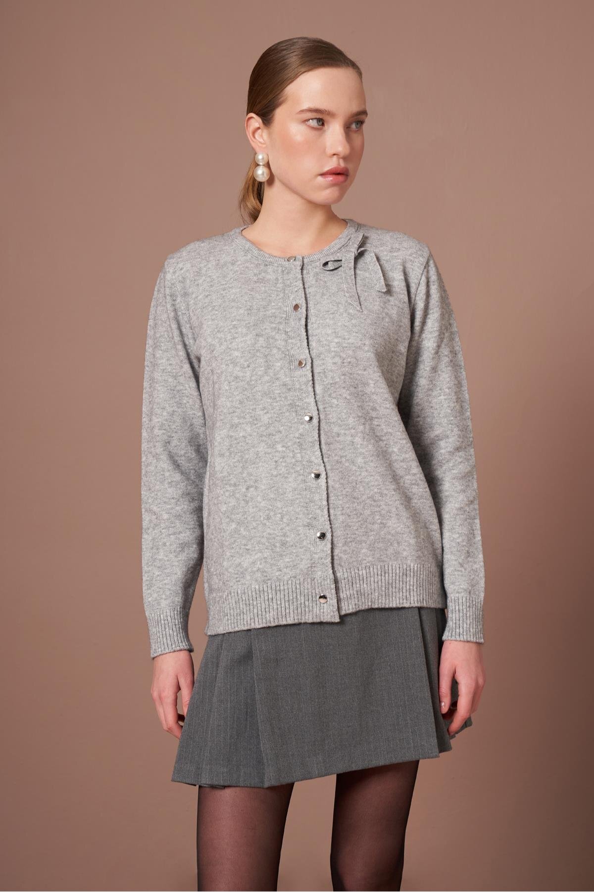 FTZ WOMEN  Kadın Şardon Hırka Gri 25288