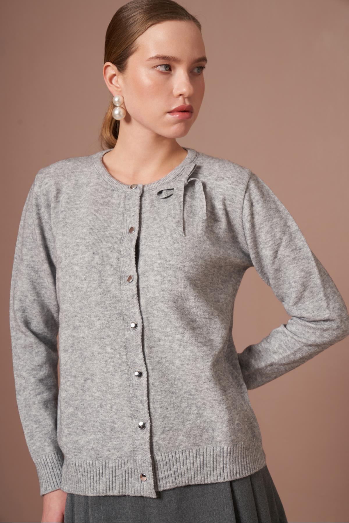 FTZ WOMEN  Kadın Şardon Hırka Gri 25288 - Görsel 5