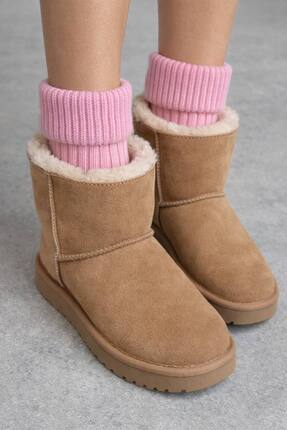 Perili yünlü bot çorabı