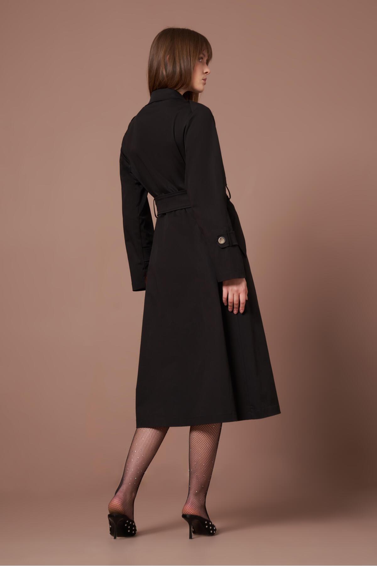 FTZ WOMEN  Kadın Trenç Kaban Siyah 31211 - Görsel 7