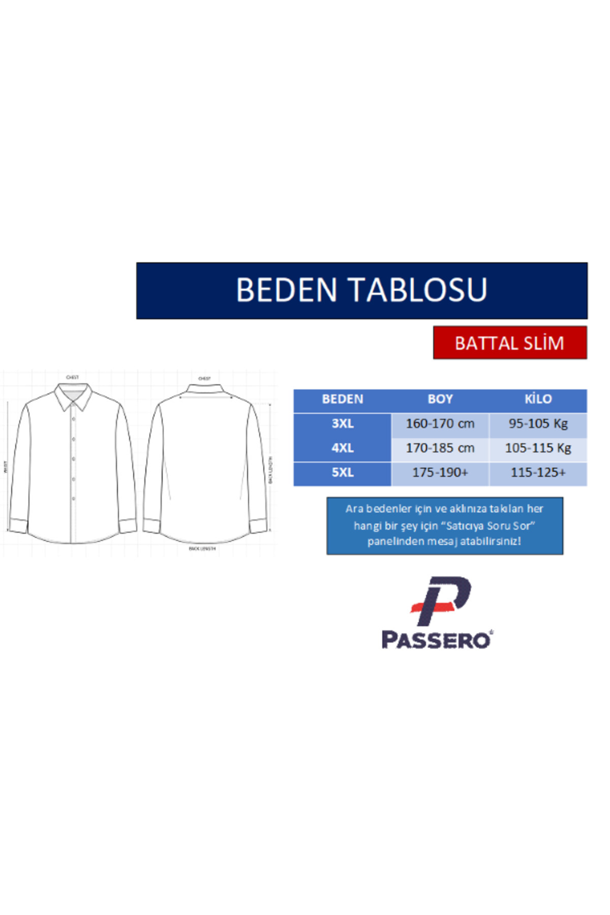 PASSERO BATTAL DAR KESİM BASKILI LİKRA görsel 4