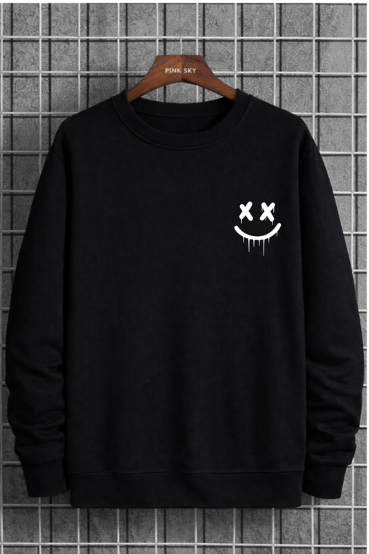 Pink Sky Unisex Baskılı Bisiklet Yaka Sweatshirt Oversize Pamuklu