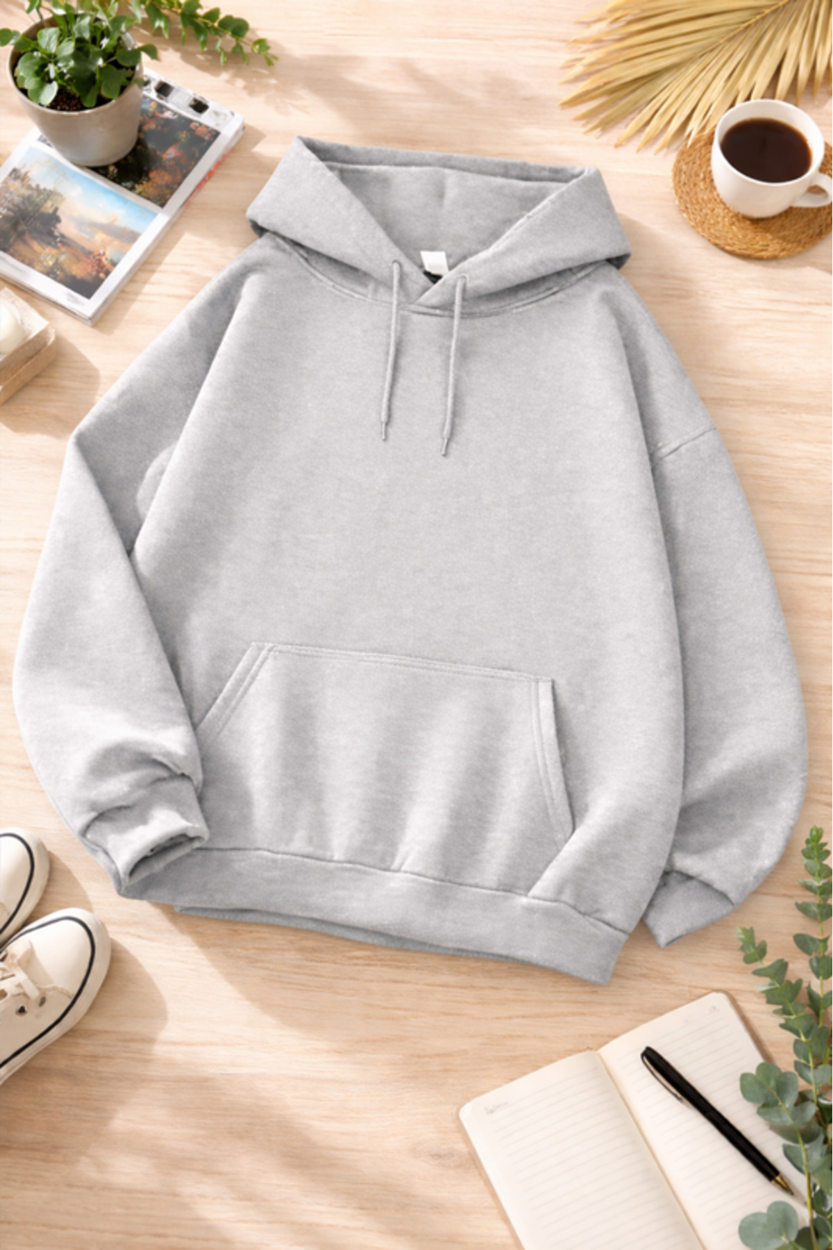Pink Sky Unisex Baskılı Kapüşonlu Sweatshirt | Oversize, Pamuklu, Günlük Rahat