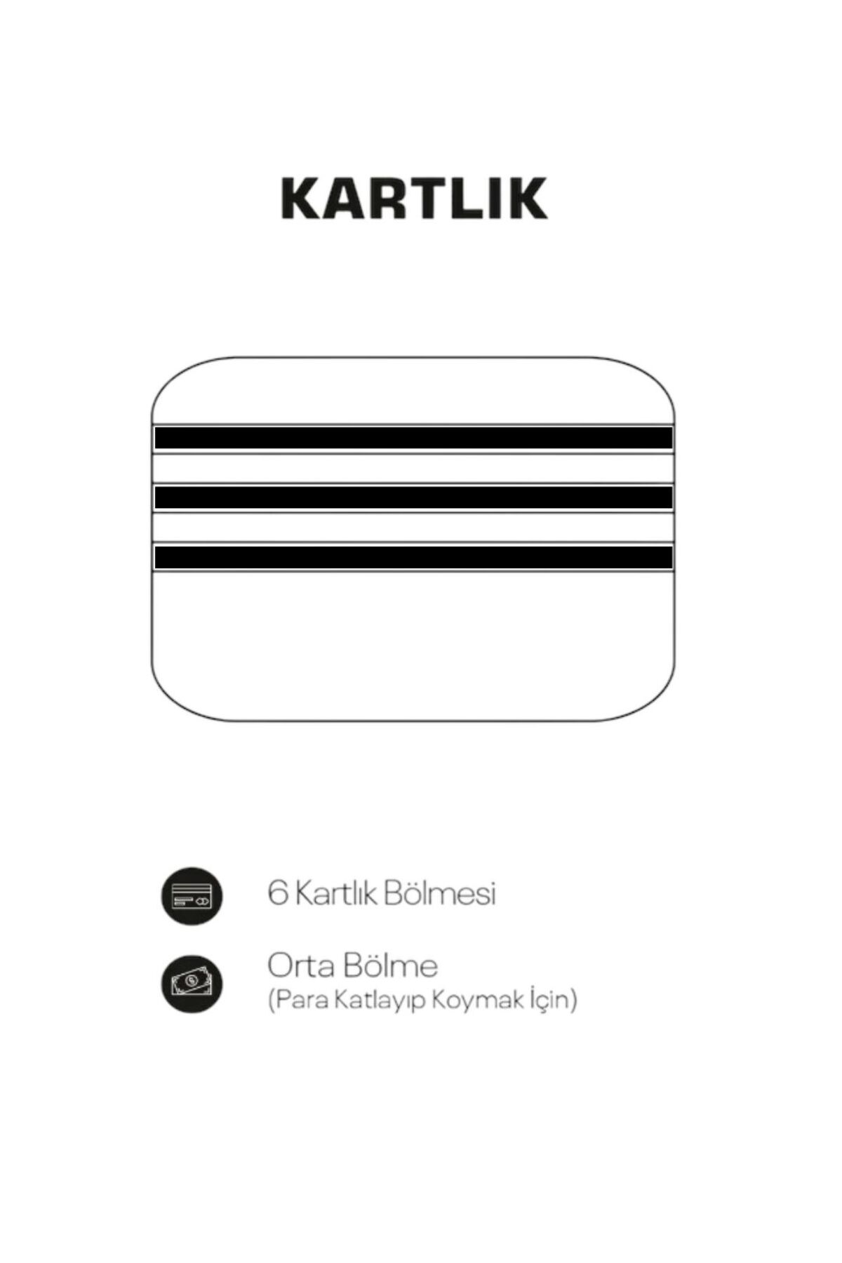 Gesa  İnce Yatay Model Siyah Basic Kartlık 6 bölmeli hediyelik Cüzdan&Kartlık - Görsel 5