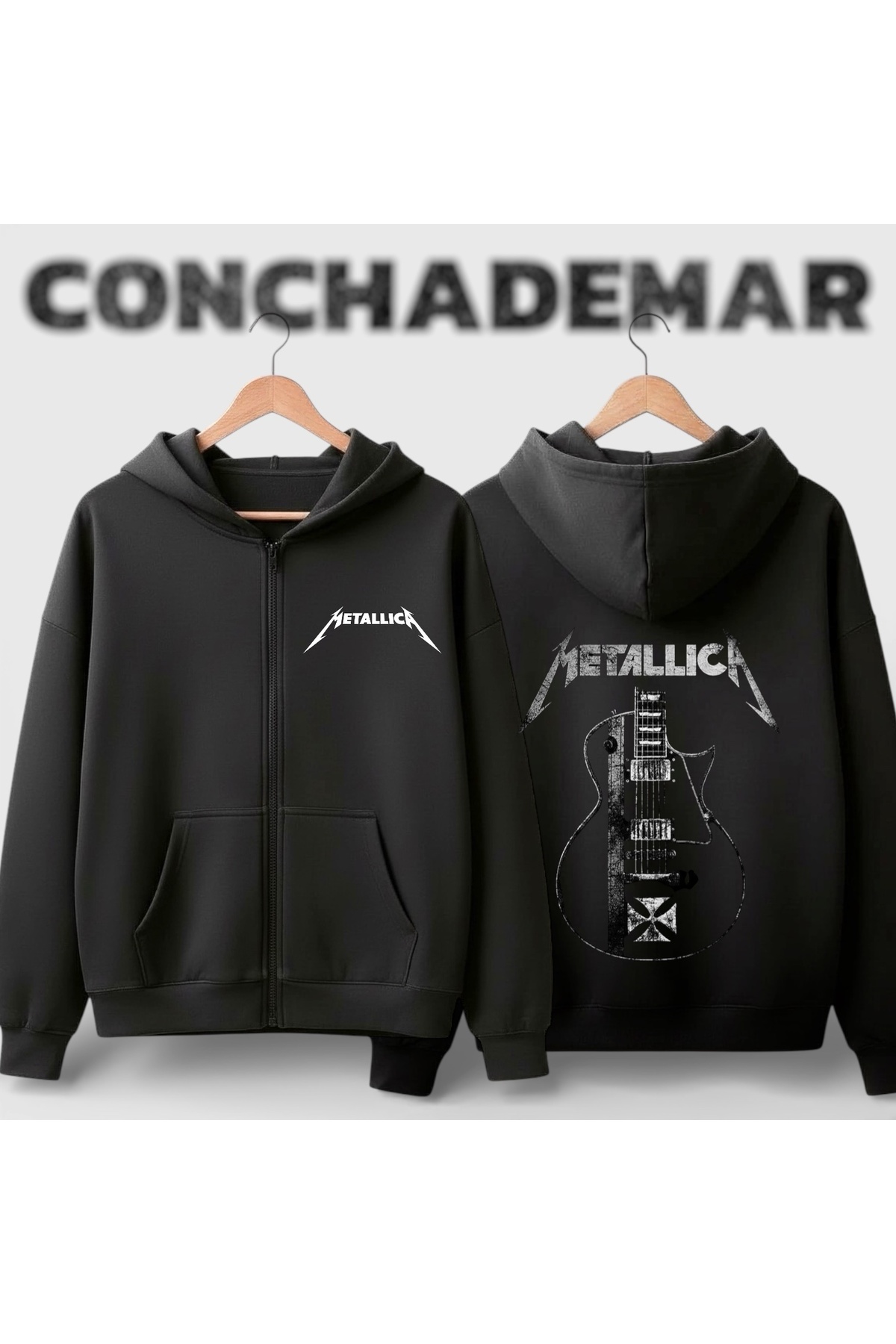 Metallica Baskılı Oversize 3 iplik Pamuklu Hırka — مشکی metallca1-1768422881243