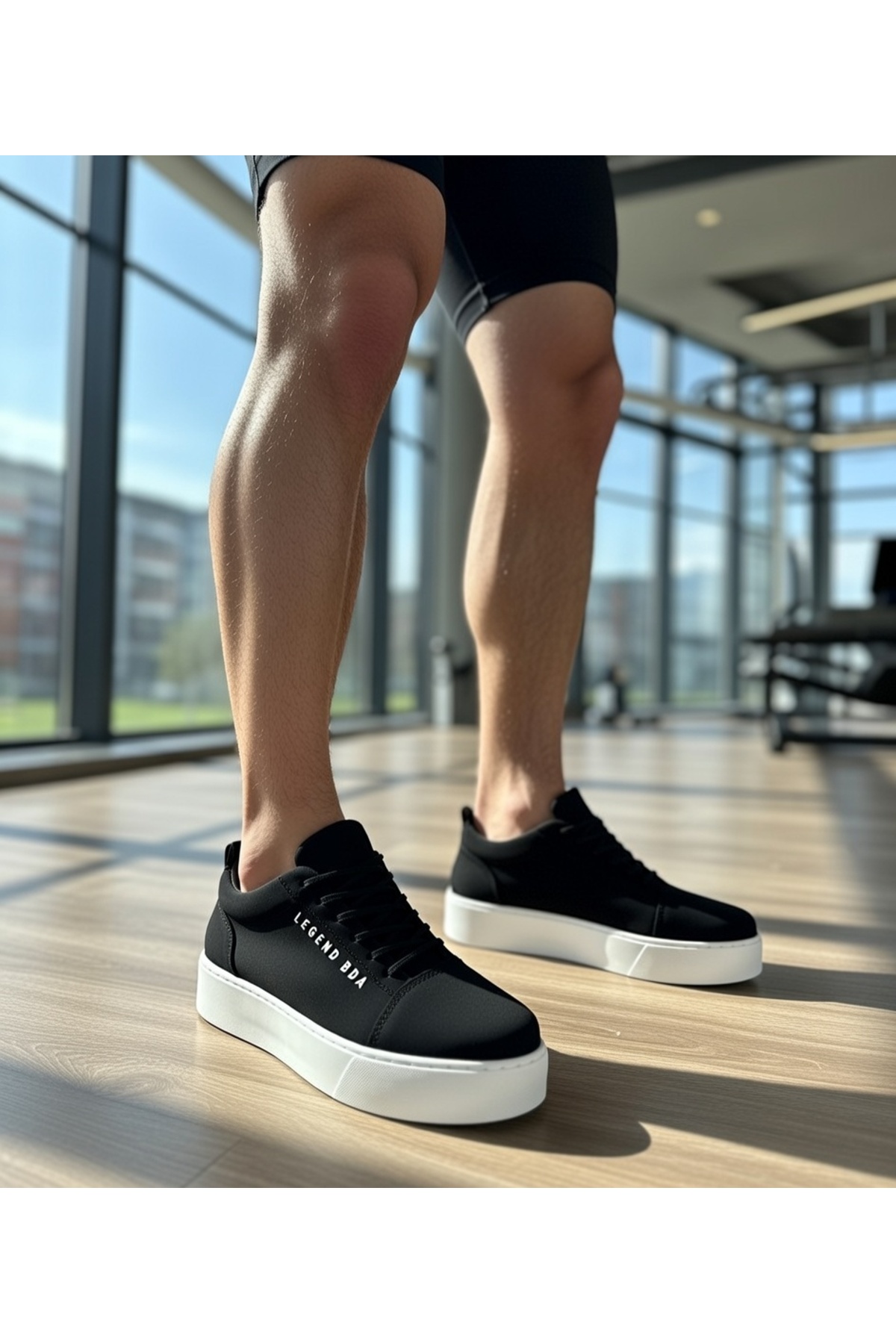 Erkek Siyah Beyaz Bağcıklı Cilt Deri Klasik Ayakkabı Günlük Spor Şık Yüksek Düz Taban Rahat Sneaker — مشکی VELBOA104 — تصویر 8 از 8