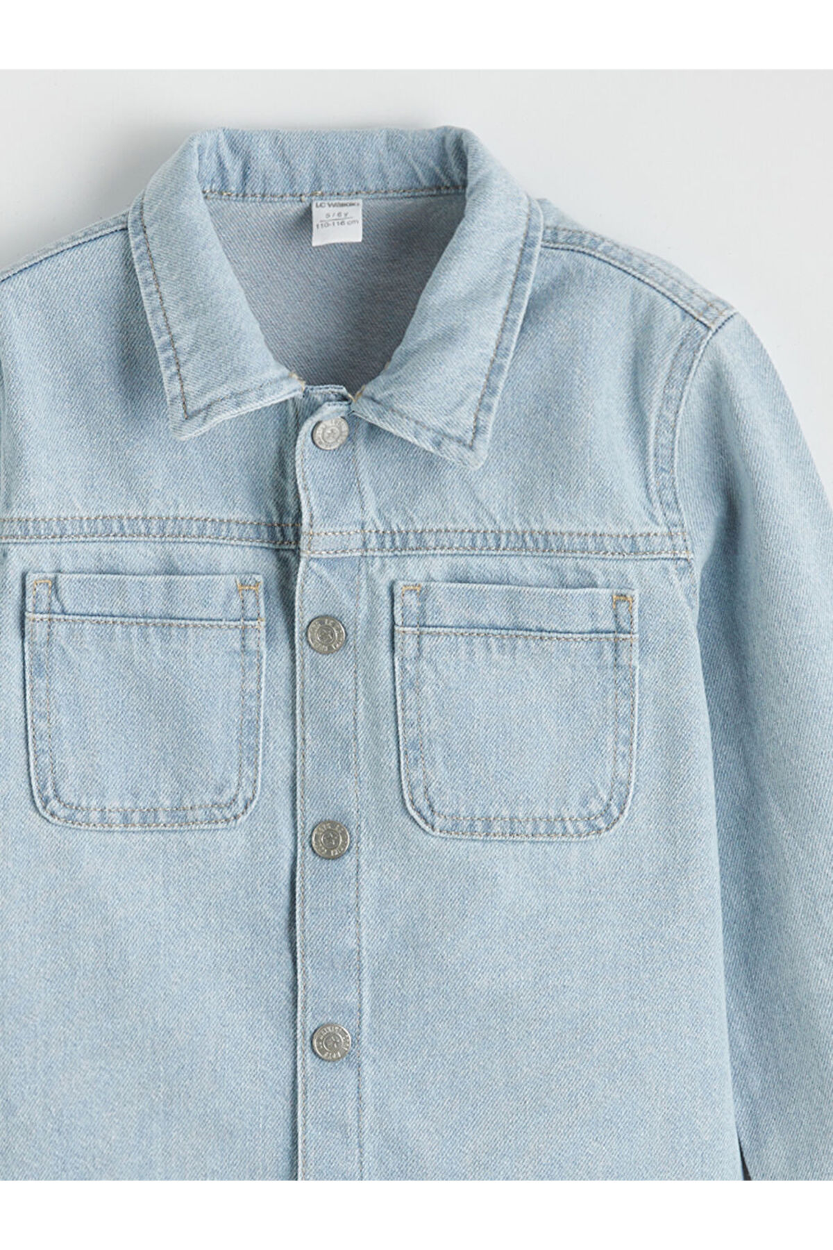 LC Waikiki İndigo Erkek Çocuk Jean Gömlek fotoğrafı 3 (önizleme)