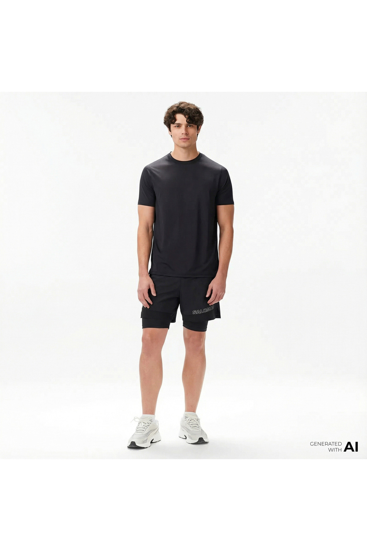 سالومون شورت ورزشی مردانه CROSS مدل 2IN1 مشکی LC1872100