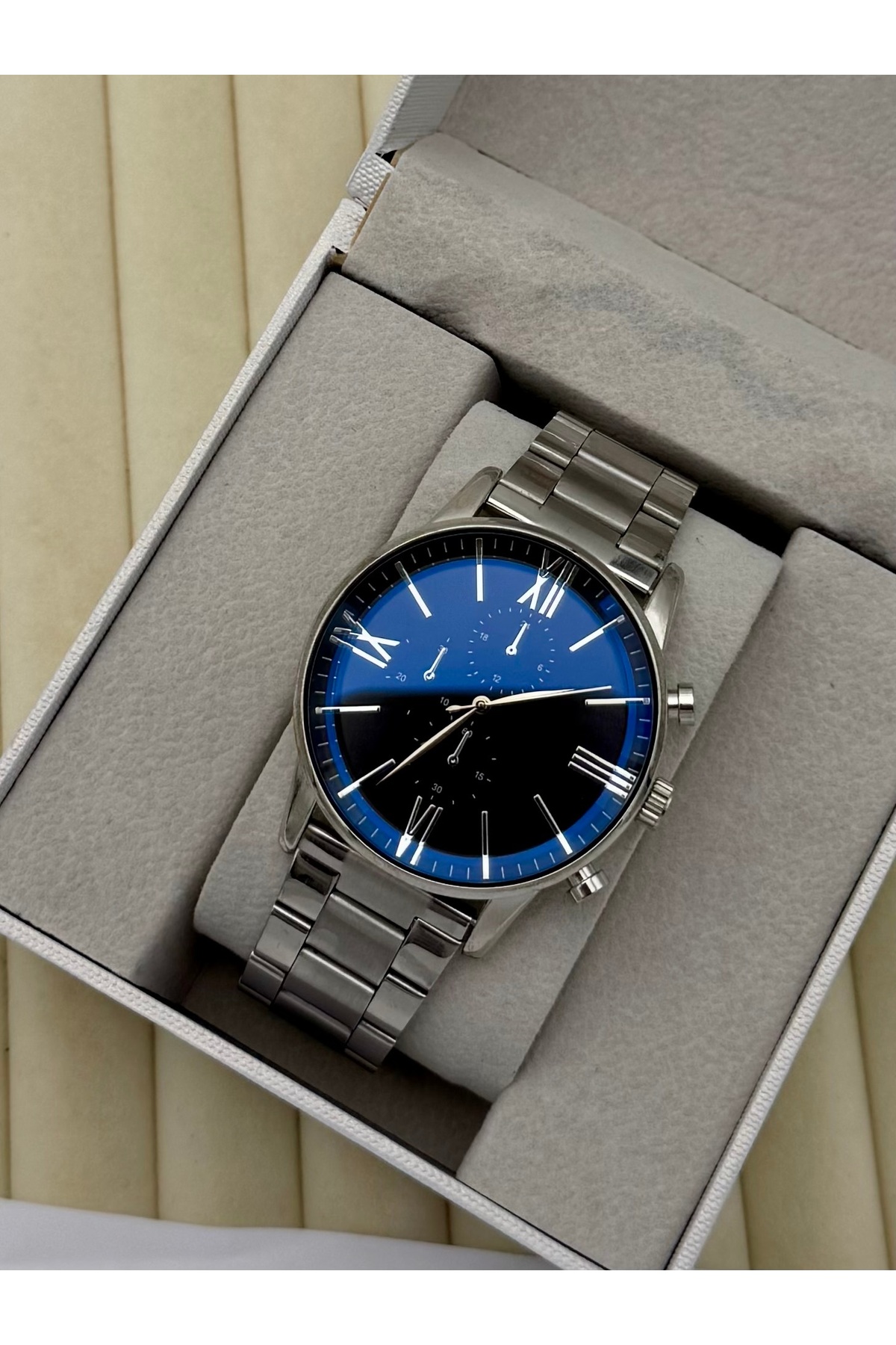 DEEPWELL  İsimli Roma Rakamlı Erkek Kol Saati Metal Kordon Bileklik Hediyeli CLP-021 - Görsel 5