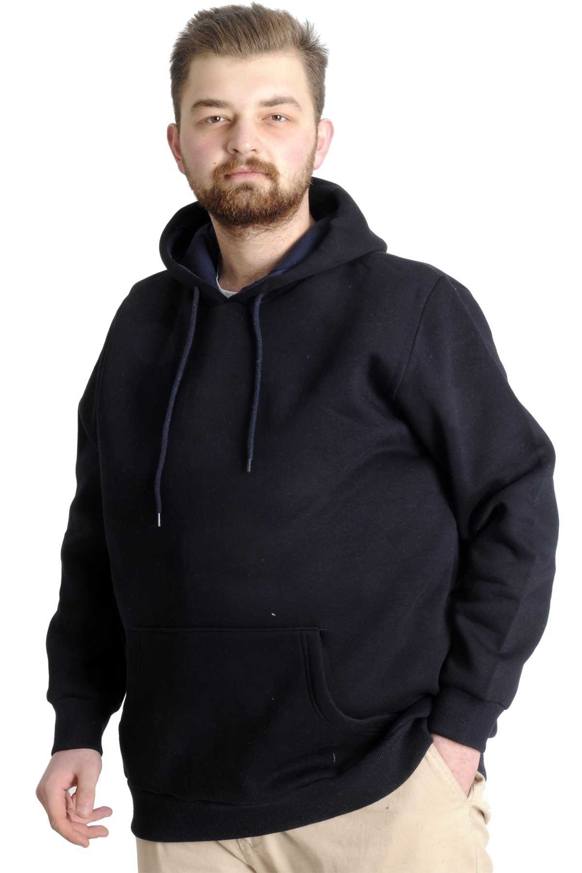 ModeXL Mode XL Erkek Sweatshirt Kapşon Pocket Basic 20562 Lacivert