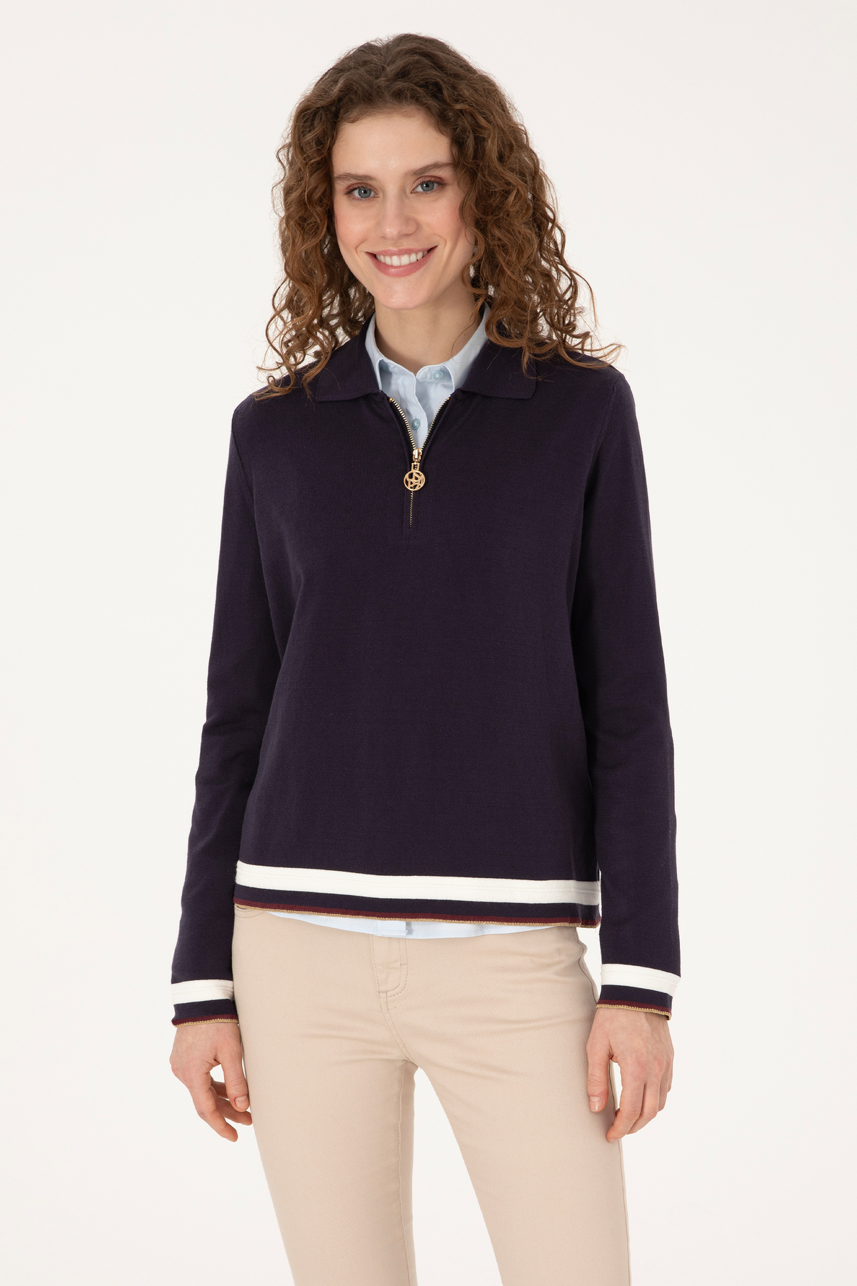 U.S. Polo Assn.  Kadın Lacivert Kazak 50309661-VR033