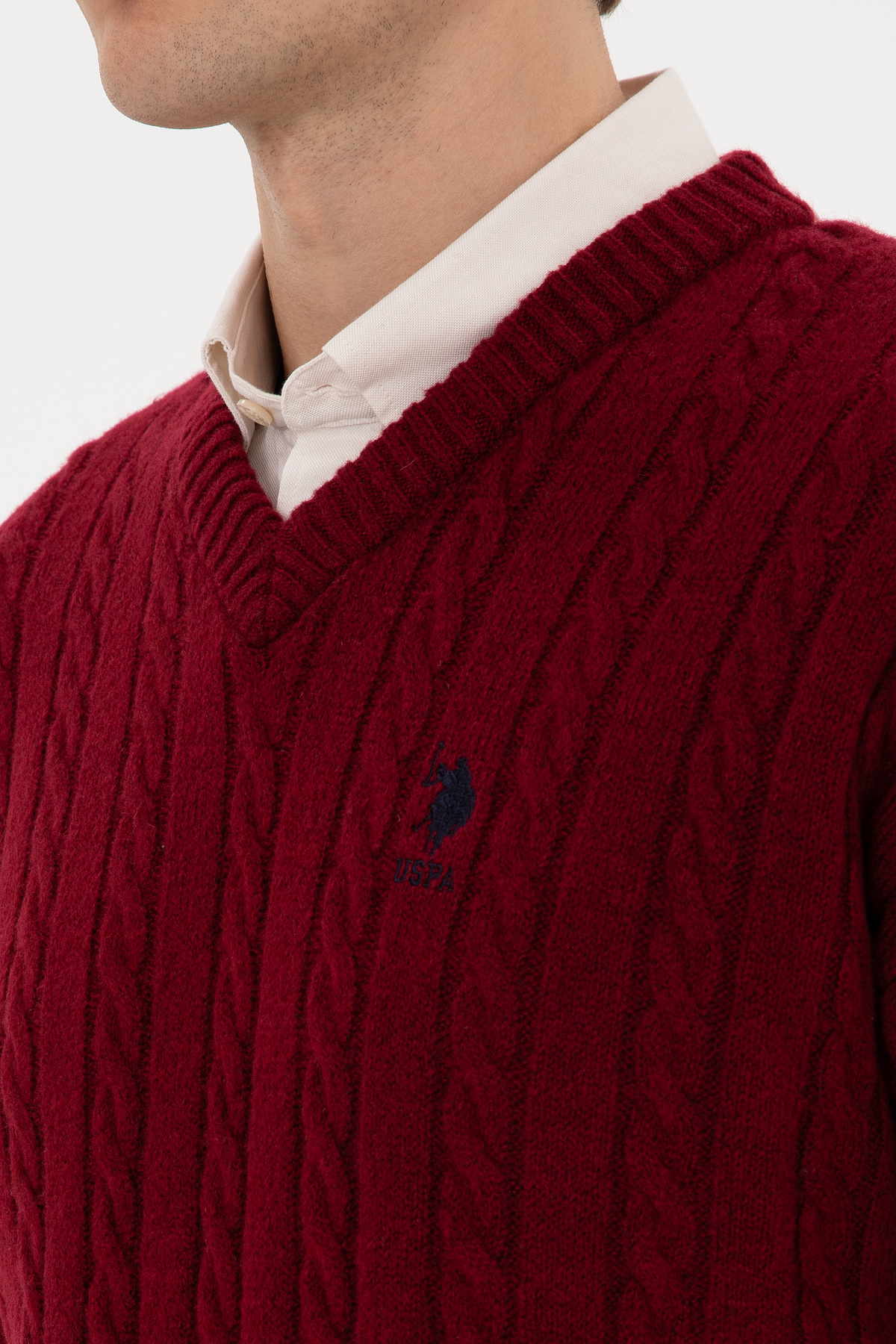 ژاکت مردانه Claret Red Comfort Fit V-Neck 50315038-VR014 — قرمز — تصویر 7 از 7