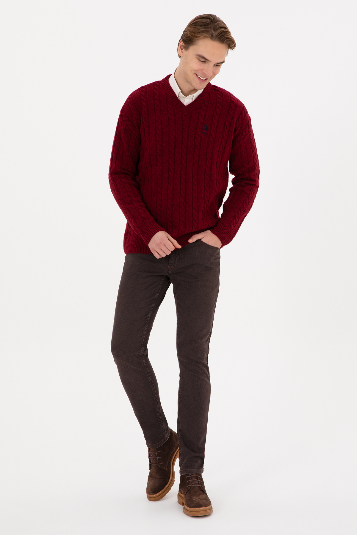 ژاکت مردانه Claret Red Comfort Fit V-Neck 50315038-VR014 — قرمز — تصویر 4 از 7