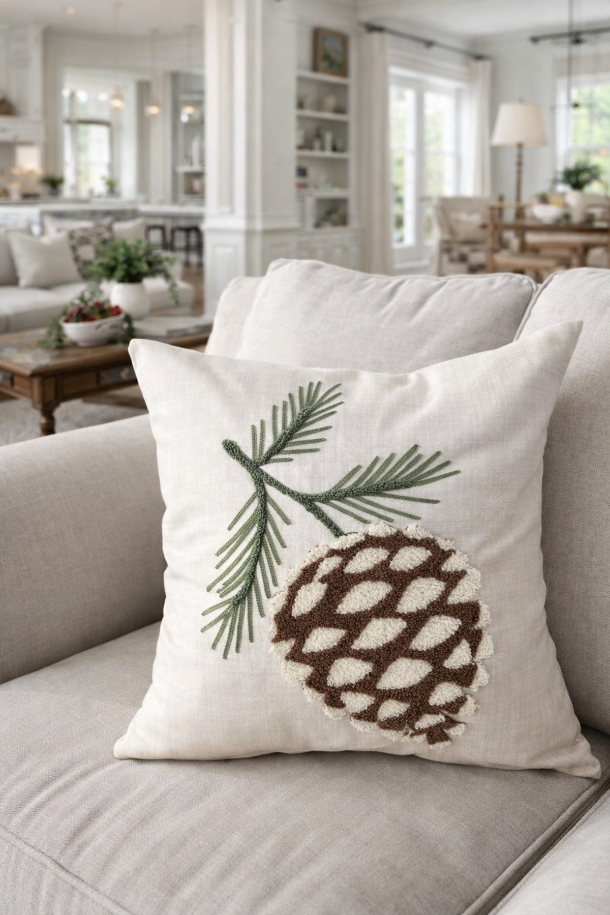 Punch Embroidered Pillow Case - 43*43 Cm - Cone - PNK001