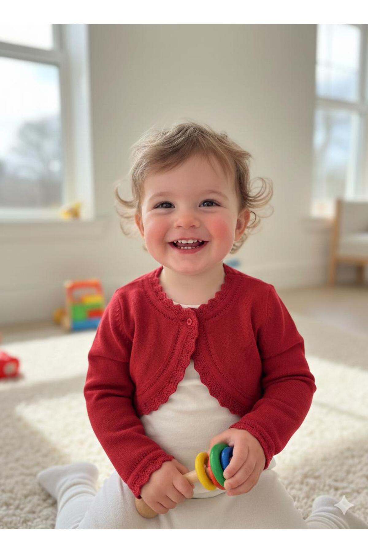 Csp Cassiope Dantel Görünümlü Mevsimlik Triko Bebek Bolero fotoğrafı 2 (önizleme)