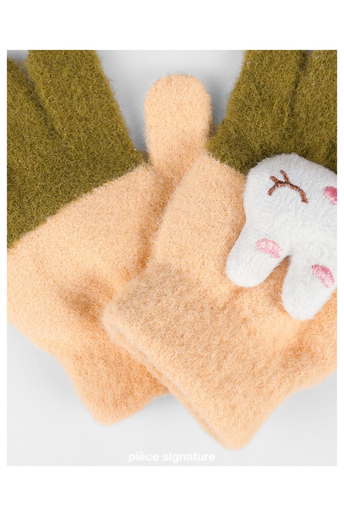 PIECE SIGNATURE Sevimli Tavşan Aksesuarlı Yumoş Çocuk Eldiven ( 1-3 Yaş ) fotoğrafı 2 (önizleme)