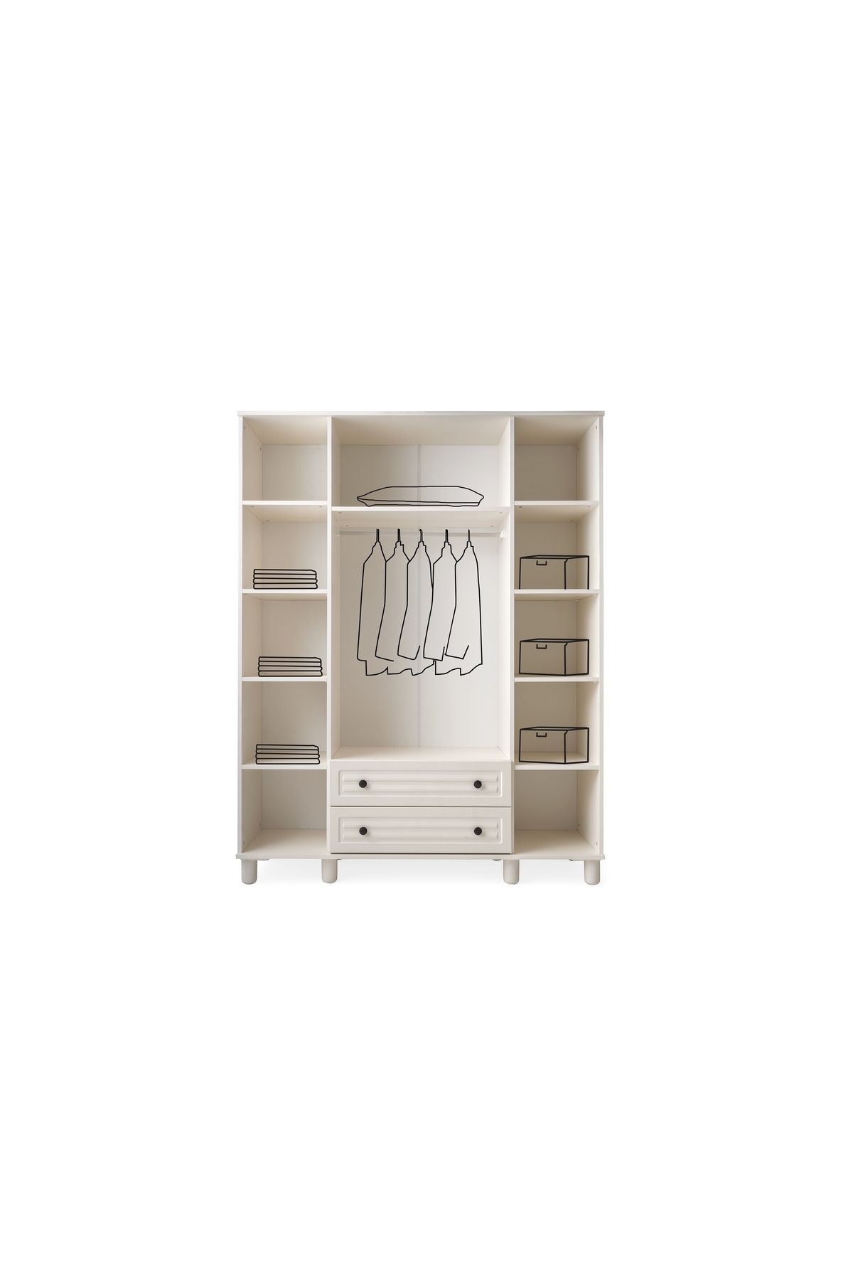 Vivense Seda Gardırop, Beyaz, 4 Kapaklı fotoğrafı 3 (önizleme)