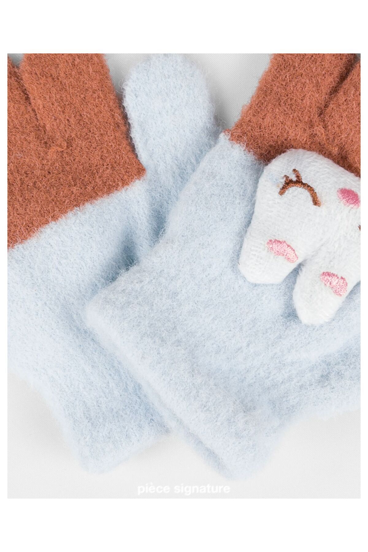 PIECE SIGNATURE Sevimli Tavşan Aksesuarlı Yumoş Çocuk Eldiven ( 1-3 Yaş ) fotoğrafı 3 (önizleme)