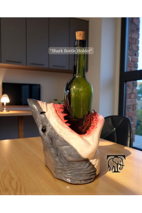 Turapia Design Köpekbalığı Şişe Tutucu Köpek Balığı Deniz Temalı Şaraplık El ...