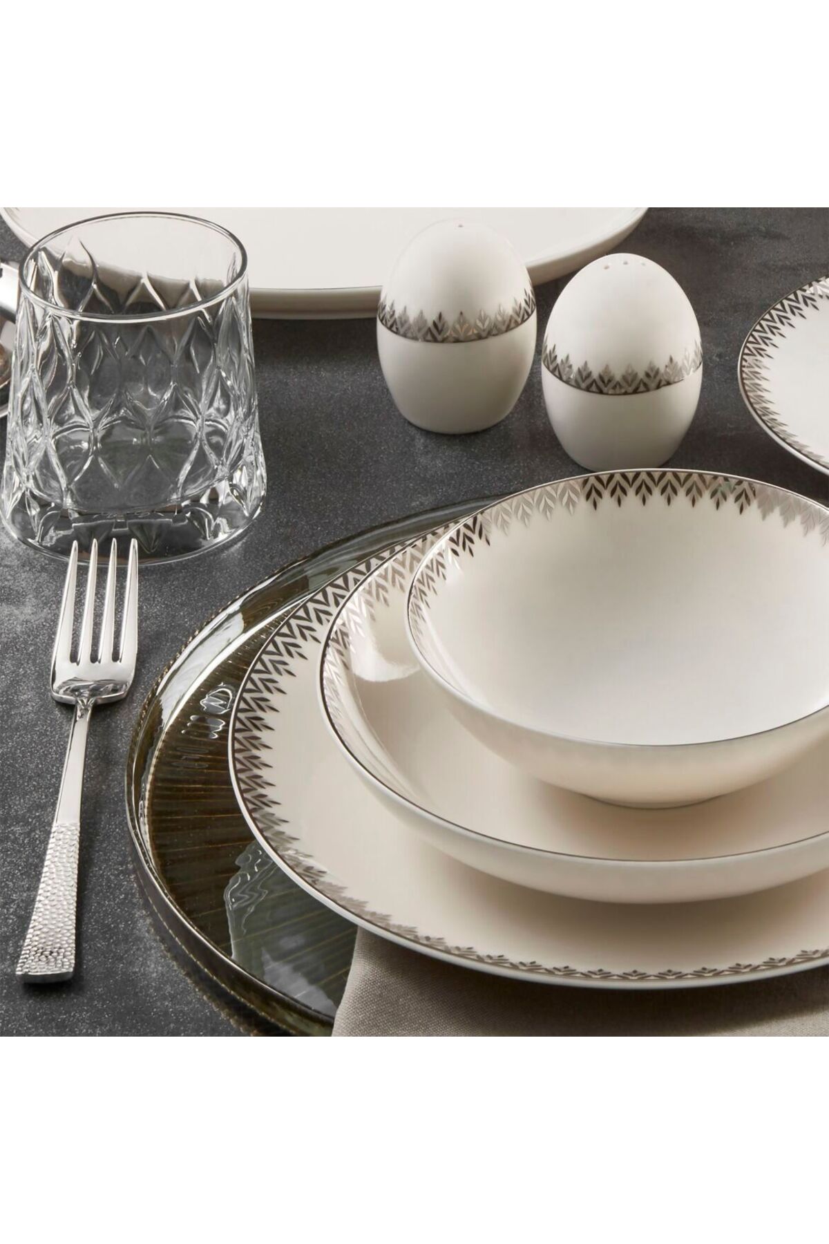 Camelia 54-Piece Dinnerware Set for 12 Silver 64191
