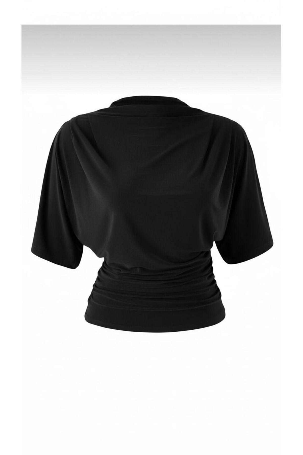 peri tower  Kadın Fitted/Vücuda Oturan Kayık Yaka Yarasa Kol Esnek Örme Bluz 0067